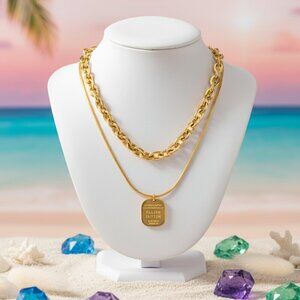 Minimalist Chic Luxe Layered Necklace Set 18K Gold Plated Stainless Steel